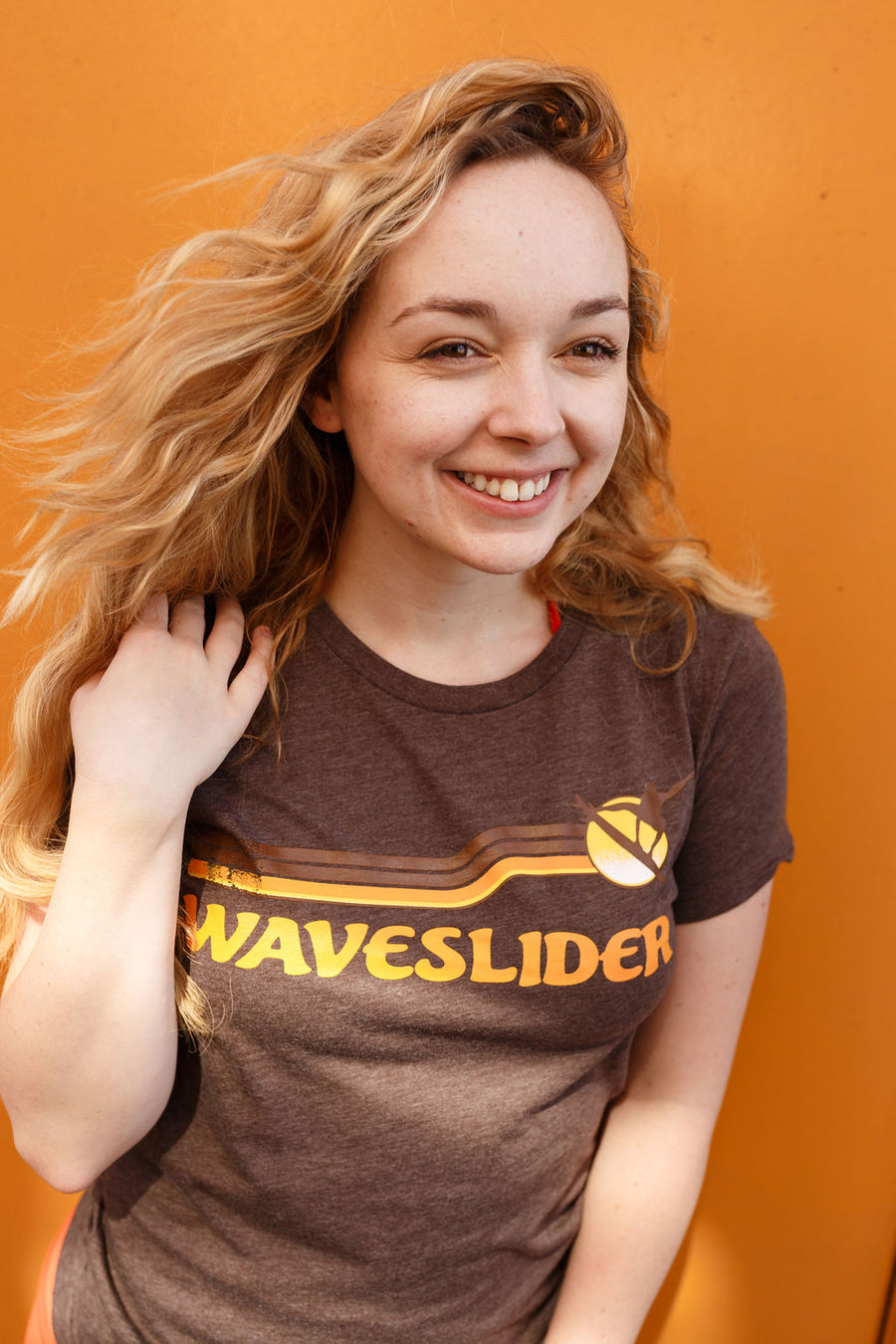 Waveslider Retro Womens T-Shirt Brown